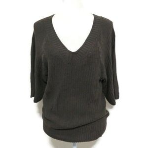NWOT J. JILL V-Neck 3/4 Sleeve Sweater Brown SMALL